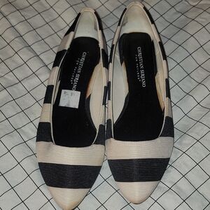 Christian Siriano Black and Cream Striped Loafers